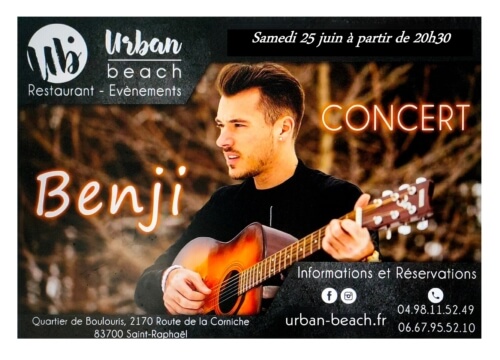 Benji en live à l'Urban Beach à Saint-Raphaël le 25 juin