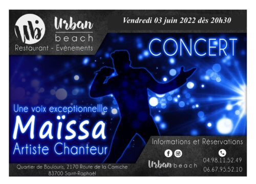 CONCERT LIVE avec MAÏSSA à L'URBAN BEACH - SAINT RAPHAËL