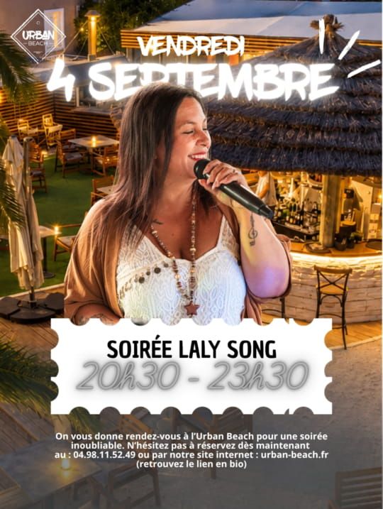 Soirée Laly Song vendredi 4 septembre à partir de 20h30 à Urban Beach !